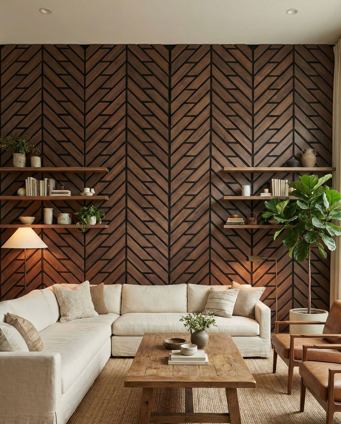 Herringbone Walnut Acoustic Wall Panel