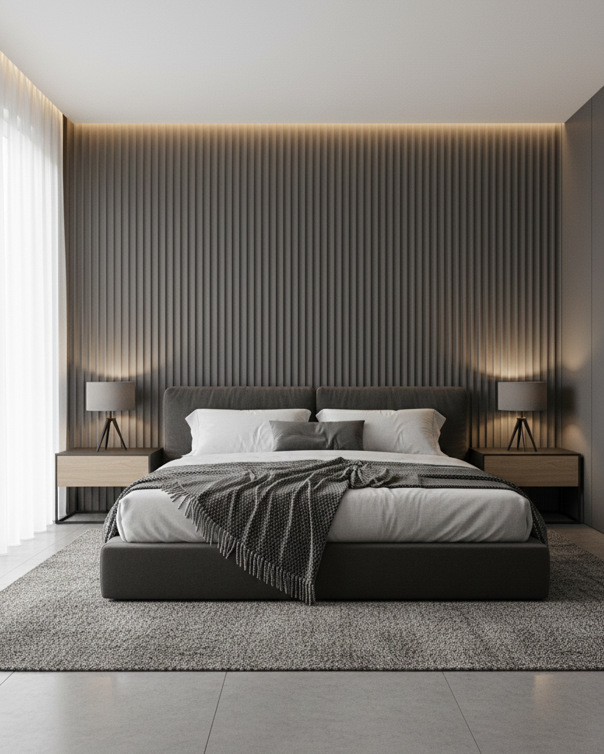 Pleat Mocha Grey (F5005) Wall Panel WPC